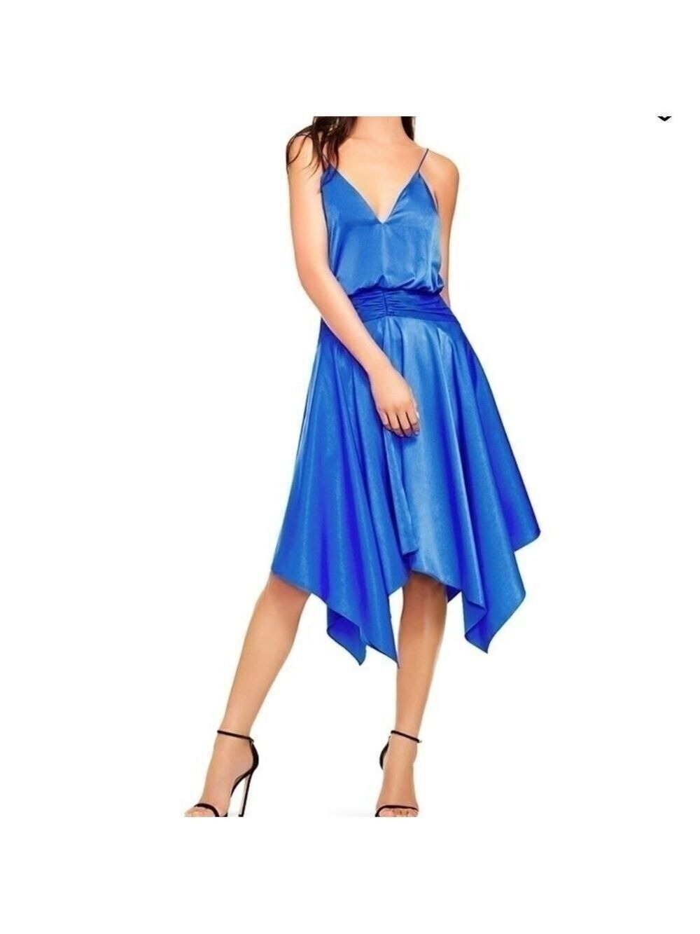 Aidan Mattox Charmeuse Blouson assymetrical handkerchief hem cocktail dress NWT